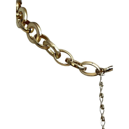 Anne Klein Circle Link Goldtone Necklace Cream Enamel Accents 17" + 2.75"