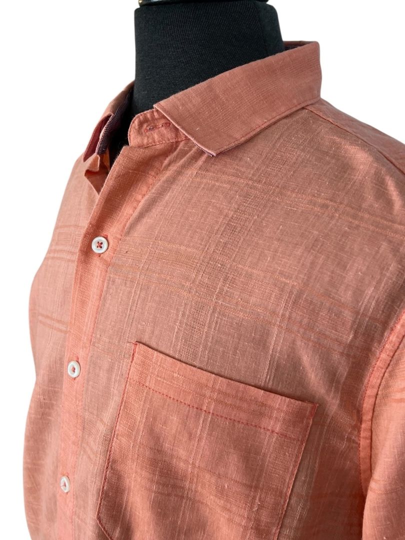 Medium Tommy Bahama New Mens Costa Tautira Passion Peach Stretch Linen Shirt