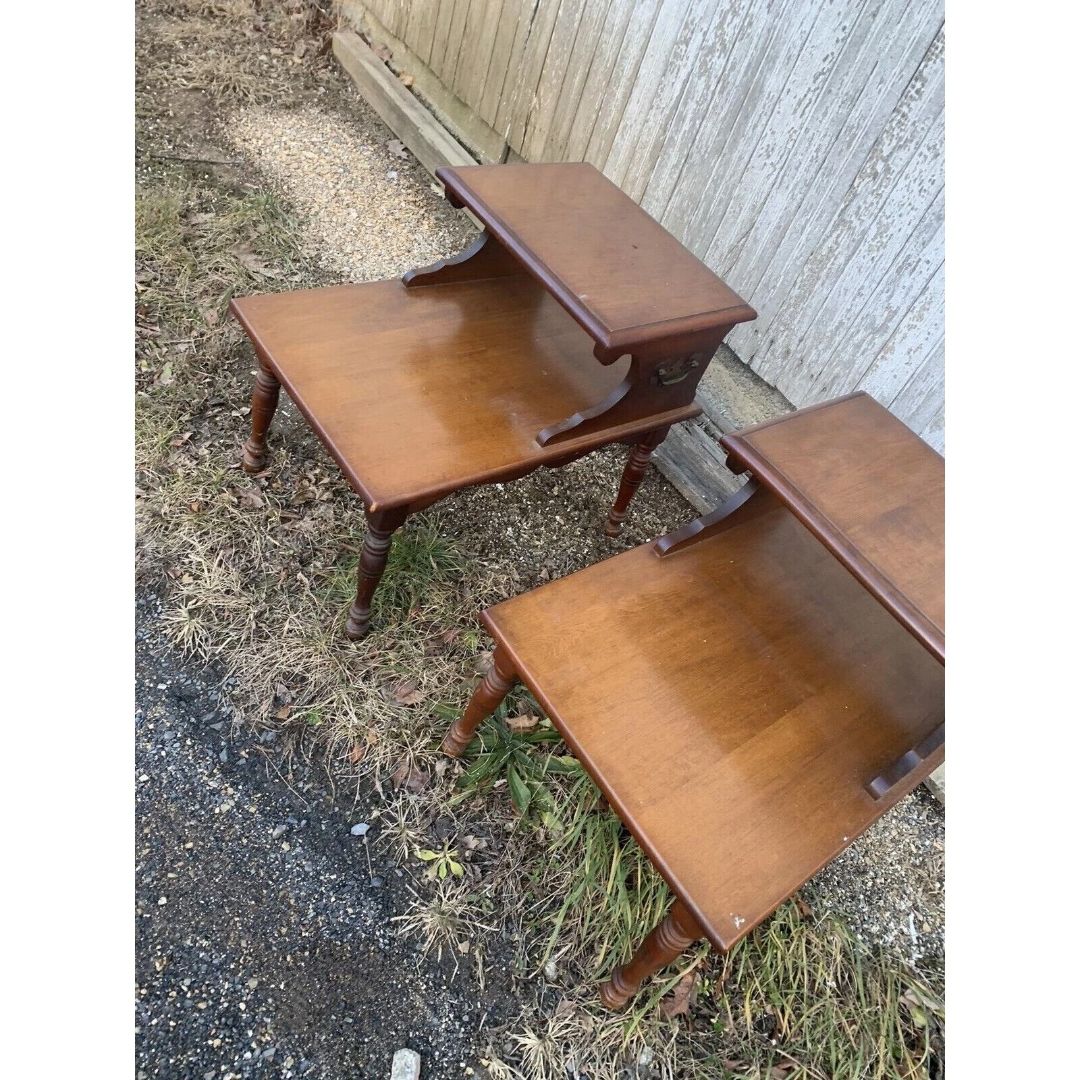 Vintage Set of 2 Heywood-Wakefield Step End Tables Old Colony Line Cinnamon