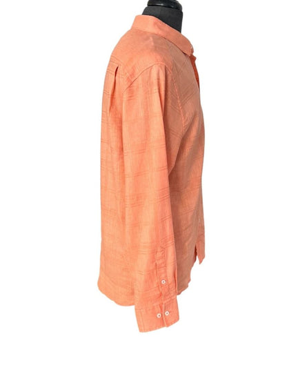 Medium Tommy Bahama New Mens Costa Tautira Passion Peach Stretch Linen Shirt