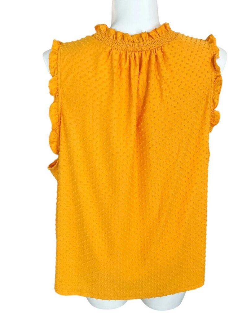 Size 3X J.Crew Womens Yellow Gold Swiss Dot Ruffle Tank AY263