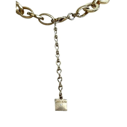Anne Klein Circle Link Goldtone Necklace Cream Enamel Accents 17" + 2.75"