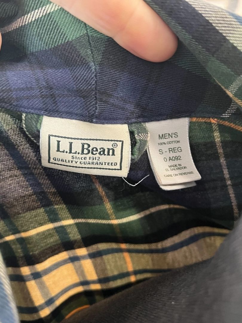 Small Vintage LL Bean Flannel Bathrobe Cotton Plaid Mens Belted Pockets
