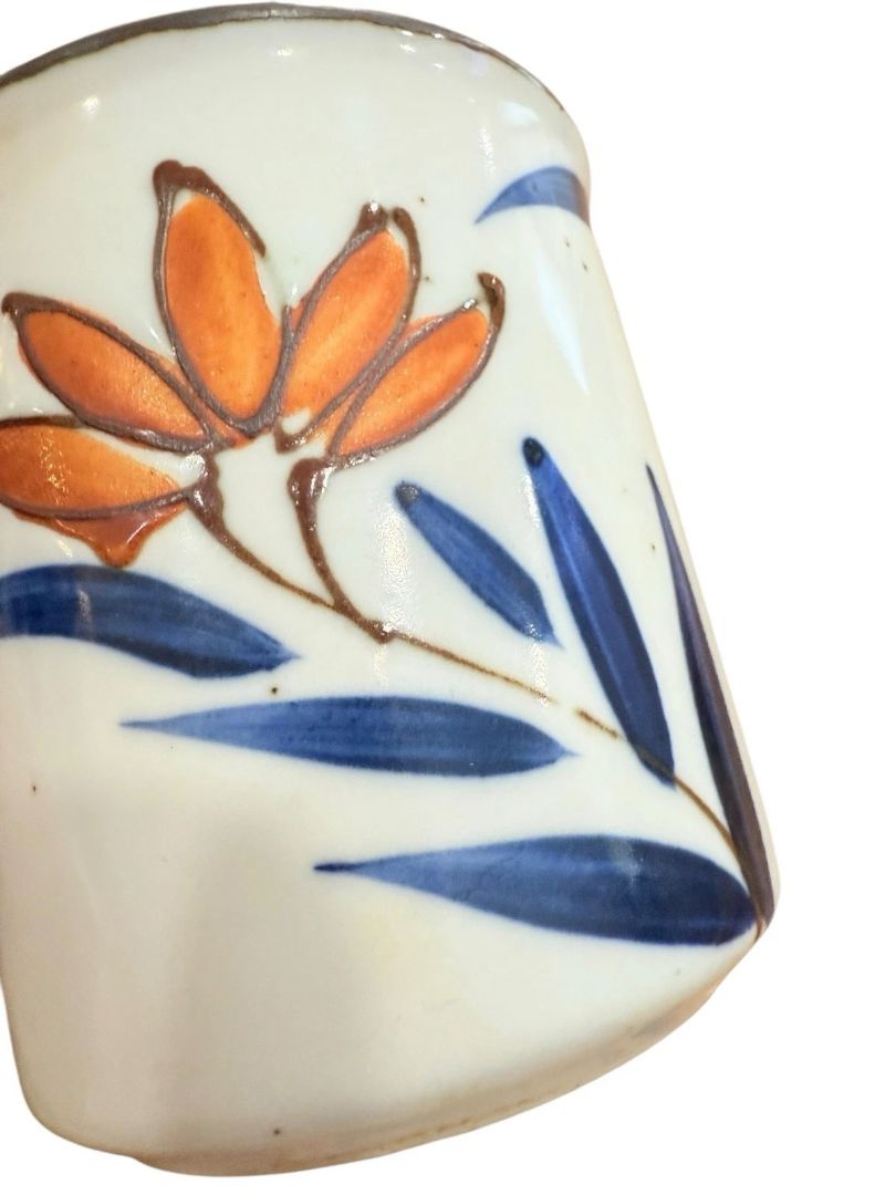 Vintage Speckled Stoneware Otagiri Style Mug Small Blue Flowers