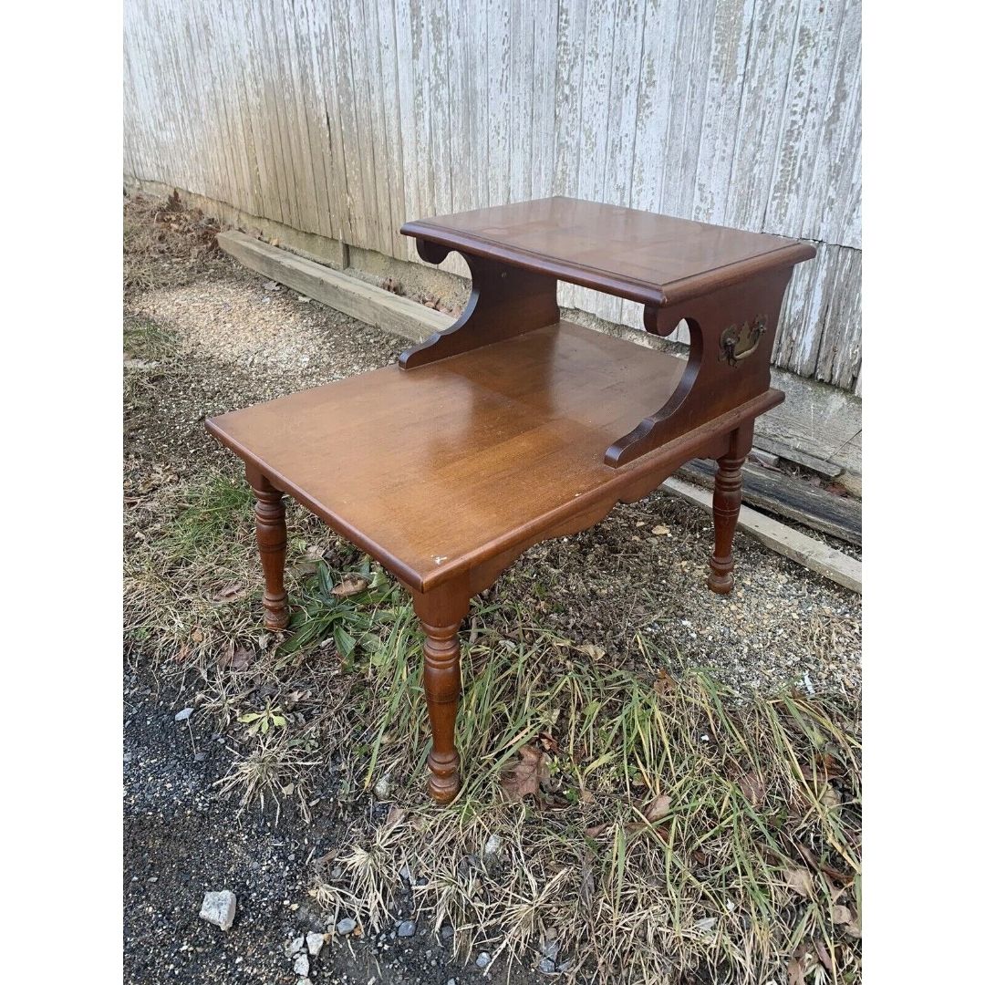 Vintage Set of 2 Heywood-Wakefield Step End Tables Old Colony Line Cinnamon