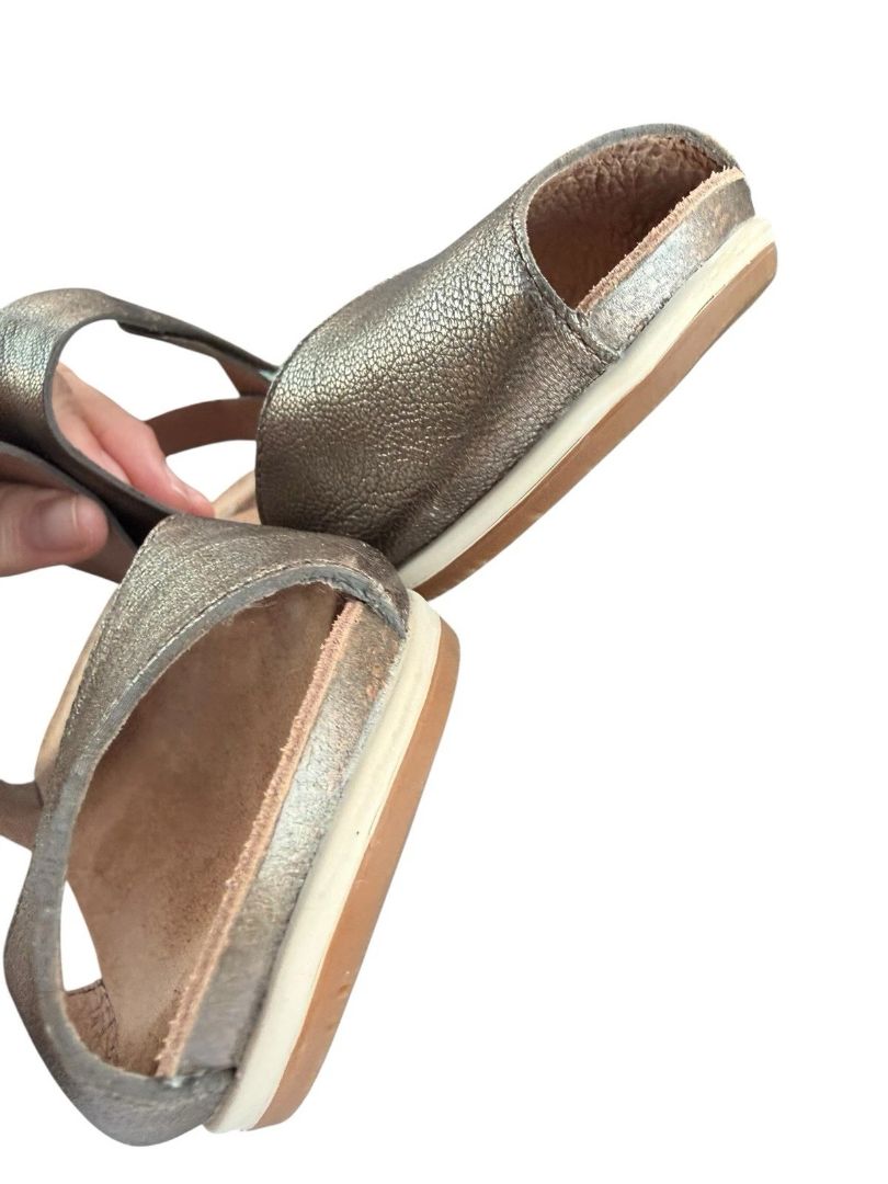 Size 37 (US 6.5) Dansko Womens Vera Sandals Gold Metallic Leather Wedge Heel Shoes