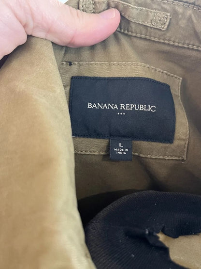 Large Banana Republic Womens Utility Military Safari Jacket Brown Button Up Jacket