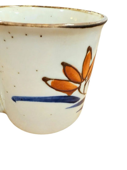 Vintage Speckled Stoneware Otagiri Style Mug Small Blue Flowers