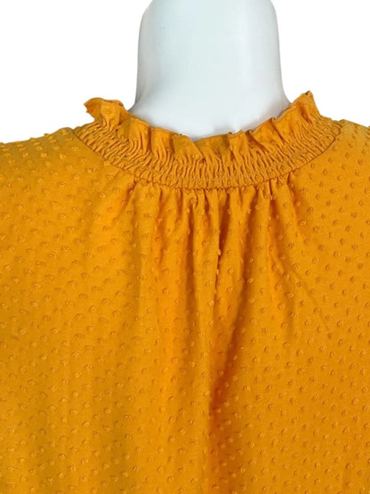 Size 3X J.Crew Womens Yellow Gold Swiss Dot Ruffle Tank AY263