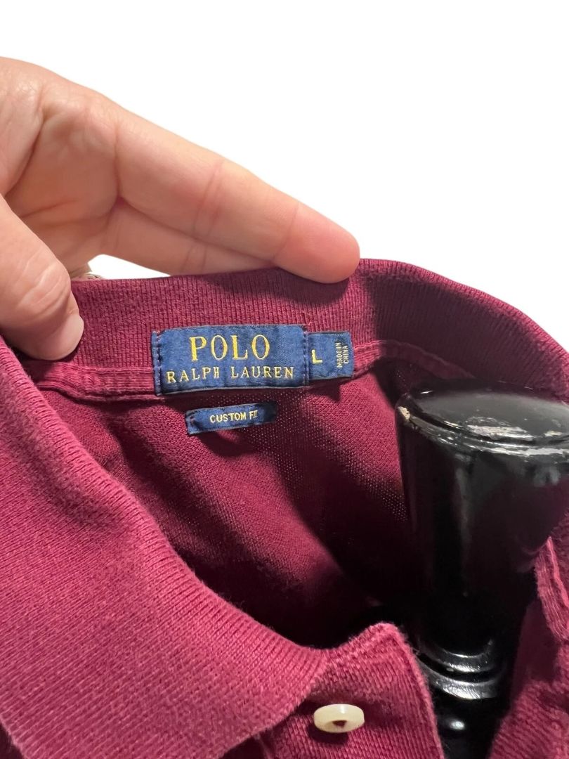 Large Polo Ralph Lauren Mens Burgundy Green #3 Big Pony Polo Shirt
