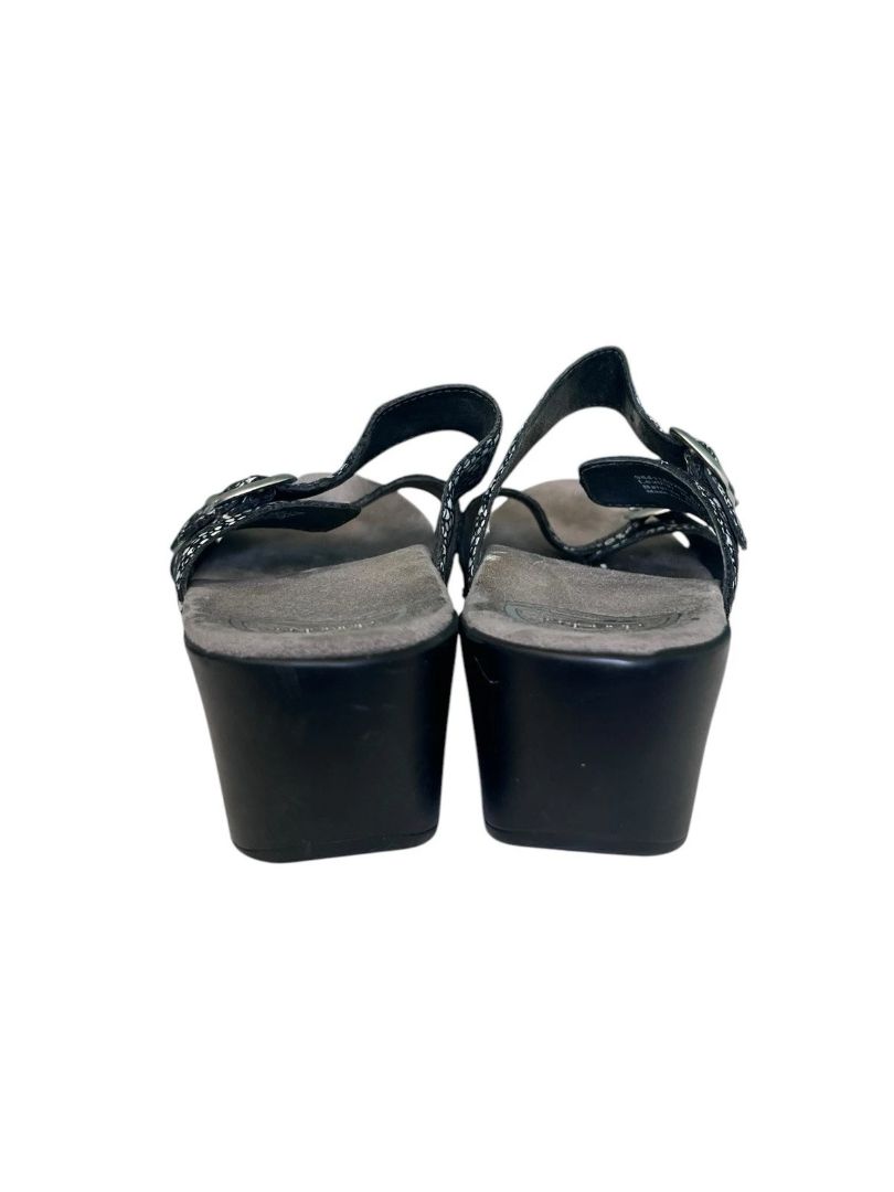 Size 38 (US 8) Dansko Womens Sophie Sandals Clogs Double Strap Black Shagreen