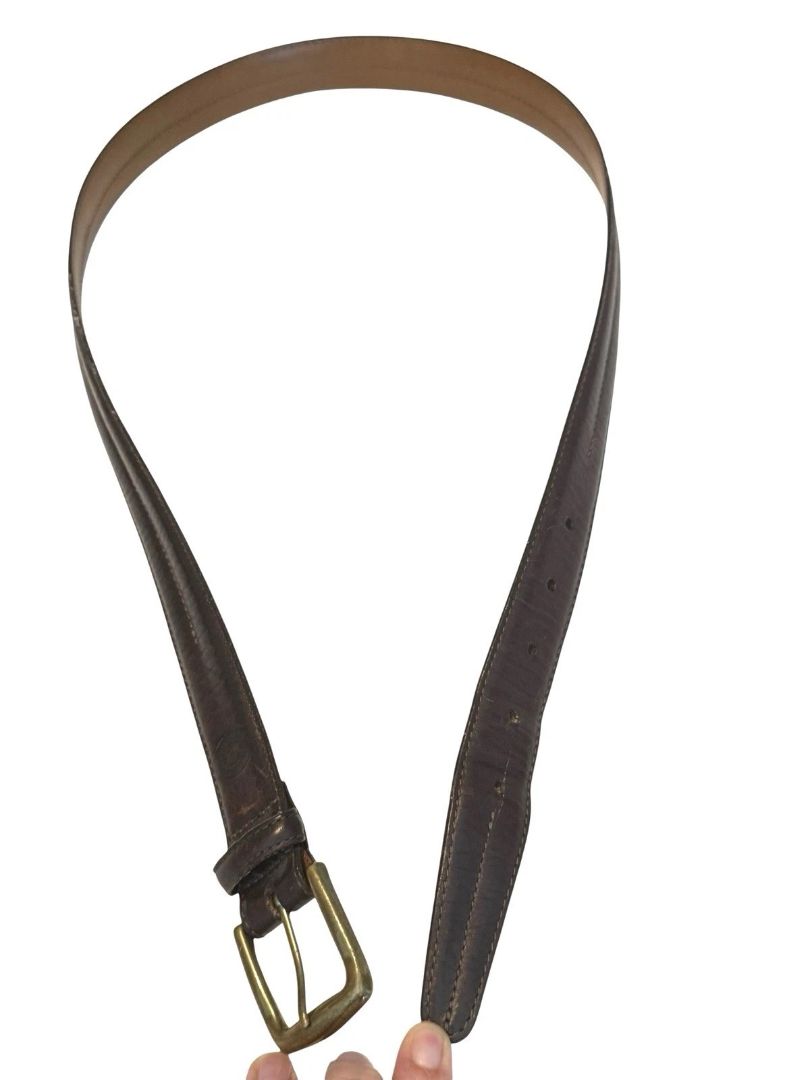 Vintage H.S. Trask Brown Leather Belt #815 Size 36 Bison USA