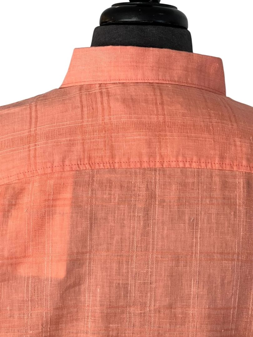 Medium Tommy Bahama New Mens Costa Tautira Passion Peach Stretch Linen Shirt