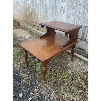 Vintage Set of 2 Heywood-Wakefield Step End Tables Old Colony Line Cinnamon