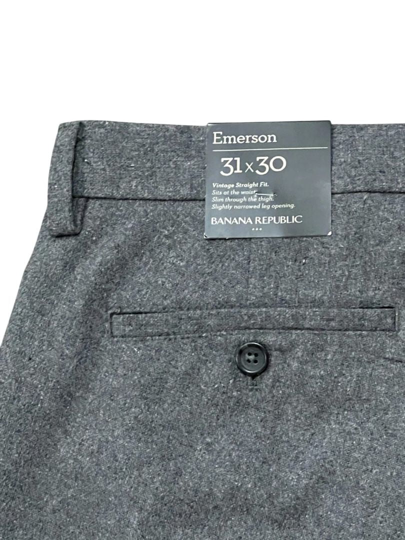 31 x 30 Banana Republic  Gray Mens Emerson Dress Pants Wool Blend Solid Heavy Thick
