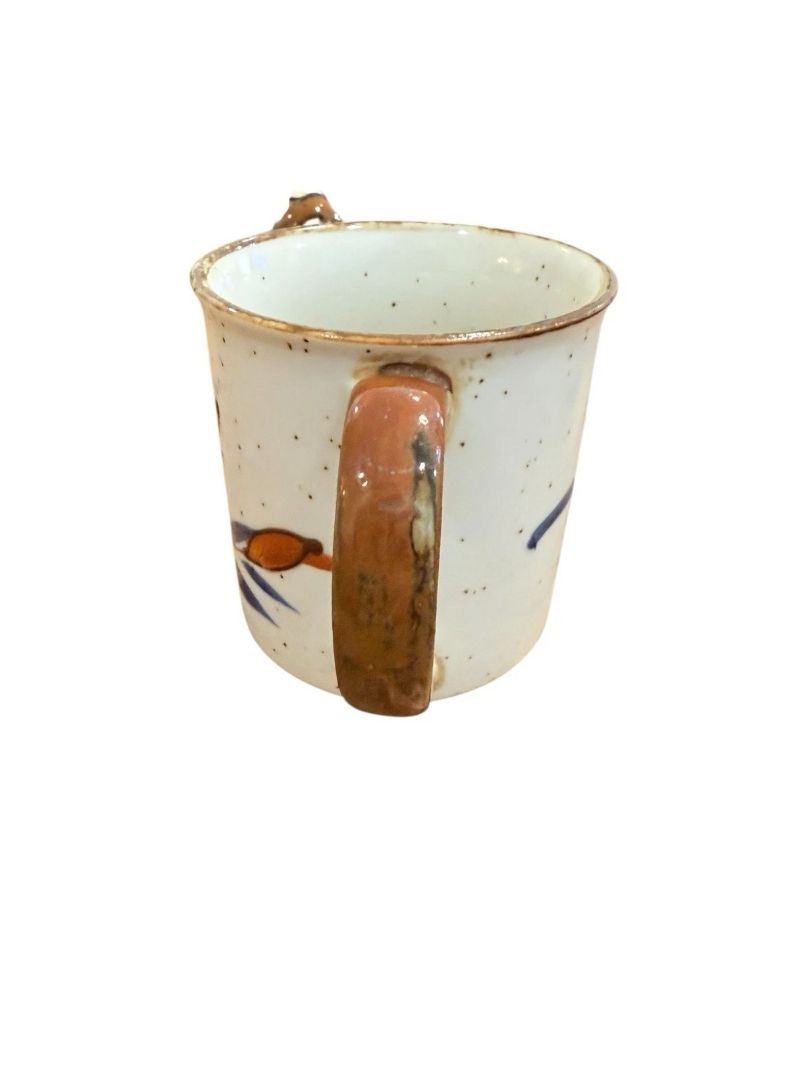 Vintage Speckled Stoneware Otagiri Style Mug Small Blue Flowers