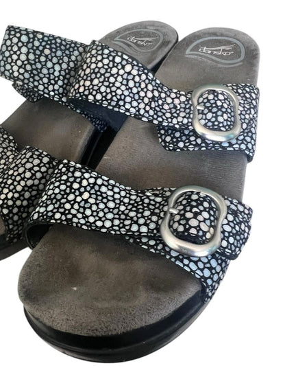 Size 38 (US 8) Dansko Womens Sophie Sandals Clogs Double Strap Black Shagreen