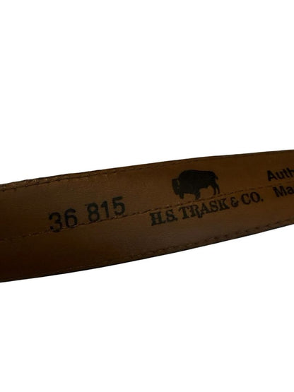 Vintage H.S. Trask Brown Leather Belt #815 Size 36 Bison USA