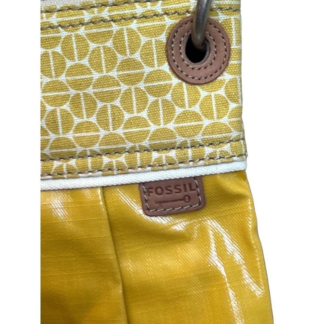 Fossil Key Per Golden Yellow Coated Canvas Crossbody Shoulder Bag Purse