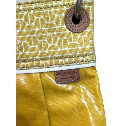 Fossil Key Per Golden Yellow Coated Canvas Crossbody Shoulder Bag Purse