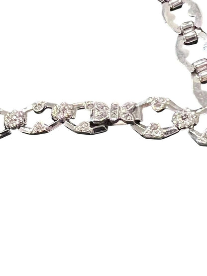 Sterling Silver Round Marcasite Statement Necklace Evening Formal 16”