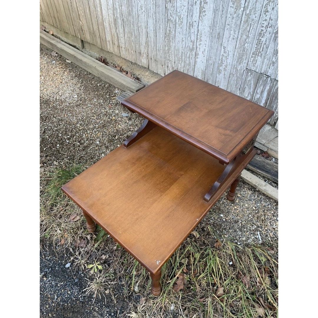 Vintage Set of 2 Heywood-Wakefield Step End Tables Old Colony Line Cinnamon