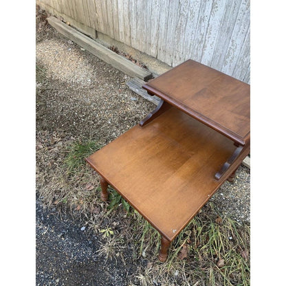 Vintage Set of 2 Heywood-Wakefield Step End Tables Old Colony Line Cinnamon
