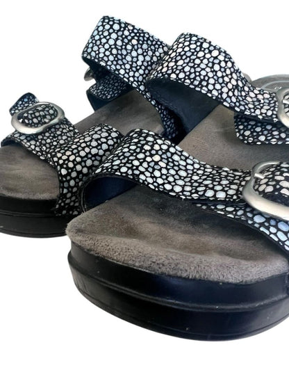 Size 38 (US 8) Dansko Womens Sophie Sandals Clogs Double Strap Black Shagreen