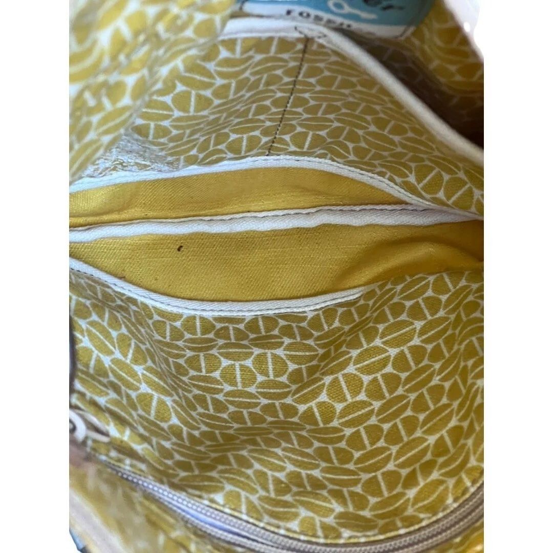 Fossil Key Per Golden Yellow Coated Canvas Crossbody Shoulder Bag Purse