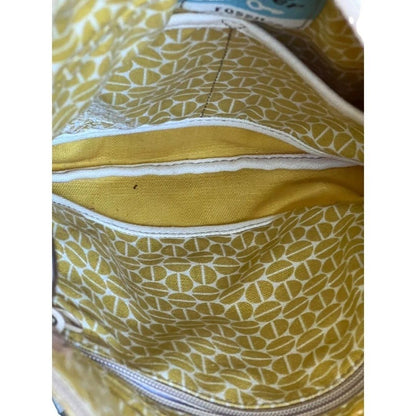 Fossil Key Per Golden Yellow Coated Canvas Crossbody Shoulder Bag Purse