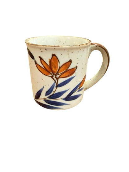 Vintage Speckled Stoneware Otagiri Style Mug Small Blue Flowers