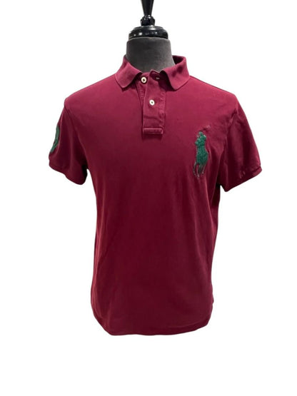 Large Polo Ralph Lauren Mens Burgundy Green #3 Big Pony Polo Shirt