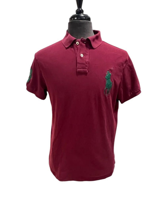 Large Polo Ralph Lauren Mens Burgundy Green #3 Big Pony Polo Shirt