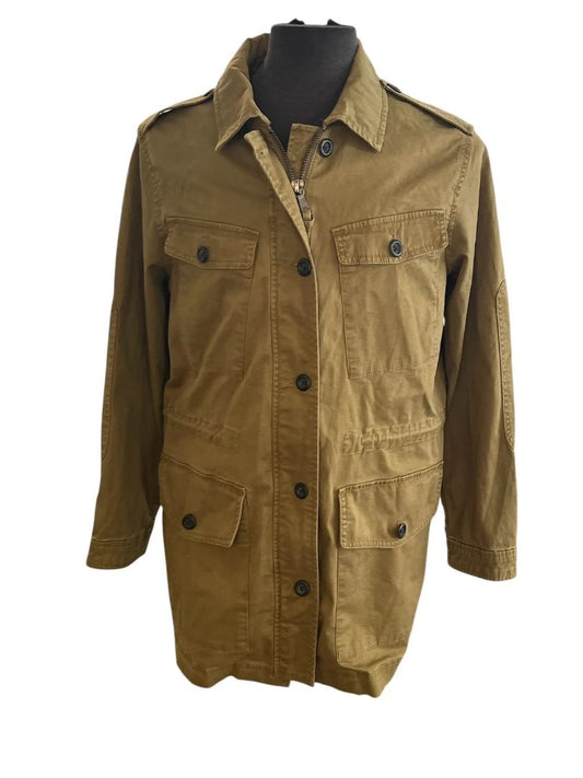 Large Banana Republic Womens Utility Military Safari Jacket Brown Button Up Jacket