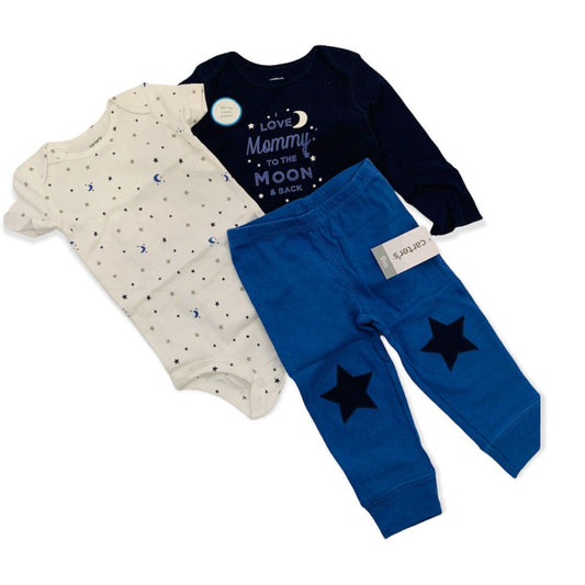 9 Months Carter's 3 Piece "I Love Mommy . . " Pants Long & Short Sleeve New