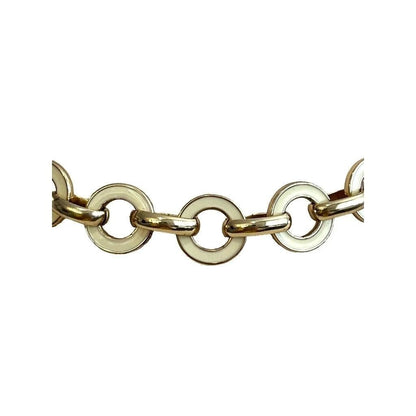 Anne Klein Circle Link Goldtone Necklace Cream Enamel Accents 17" + 2.75"