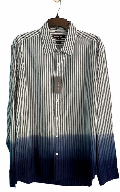 NWT XL Michael Kors Striped Ombre Dipped Button Down Shirt