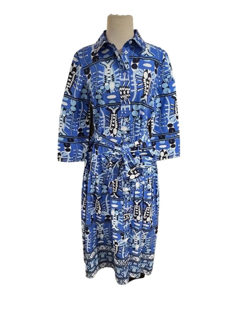 Size XXL Jude Connally Sutton Stretch  New Poplin Tie Waist Button Front Dress