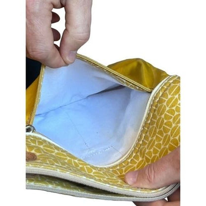 Fossil Key Per Golden Yellow Coated Canvas Crossbody Shoulder Bag Purse