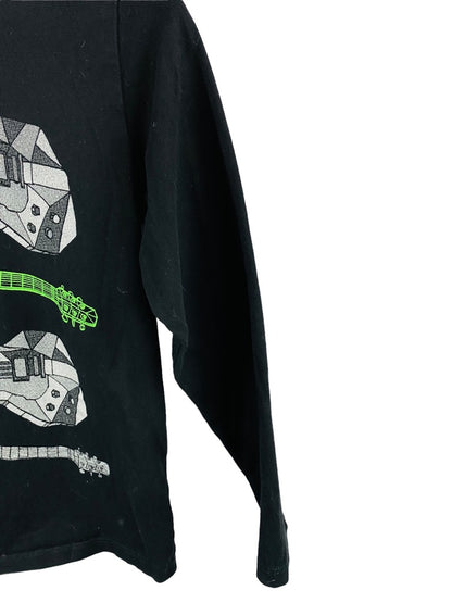 Medium (7/8) Place Boy's Youth Black Long Sleeve Tshirt Electric Guitar