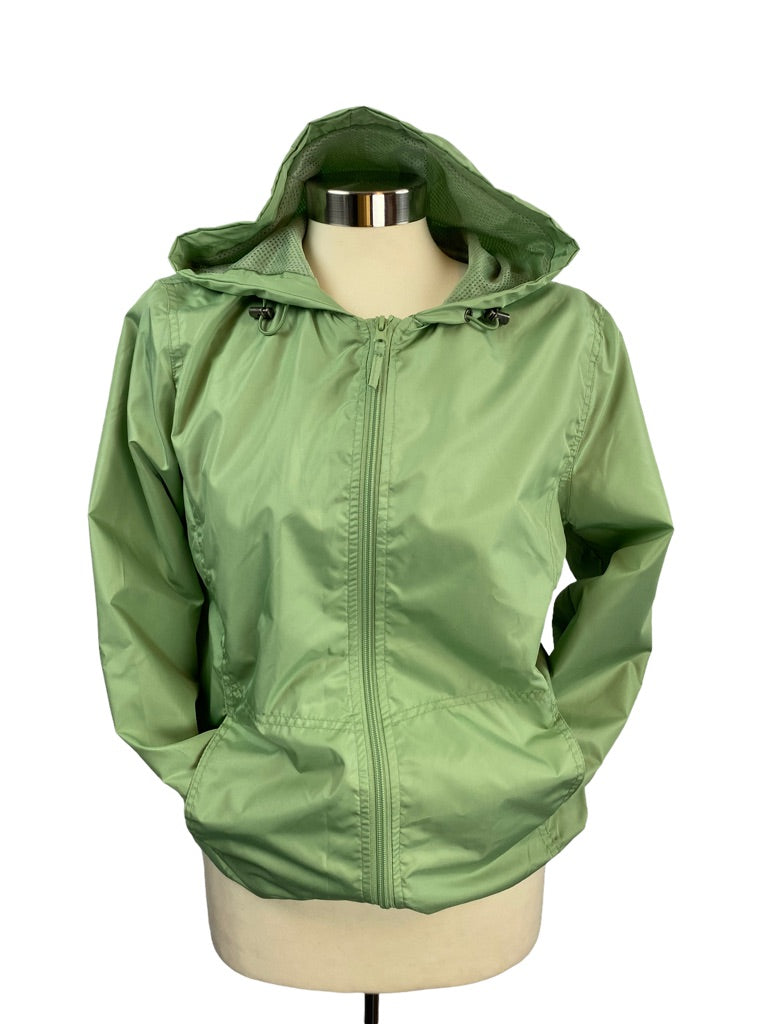 Small Petite HB Sport by Harve Benard Women's Spring Green Blue Zip Up Jacket Hooded