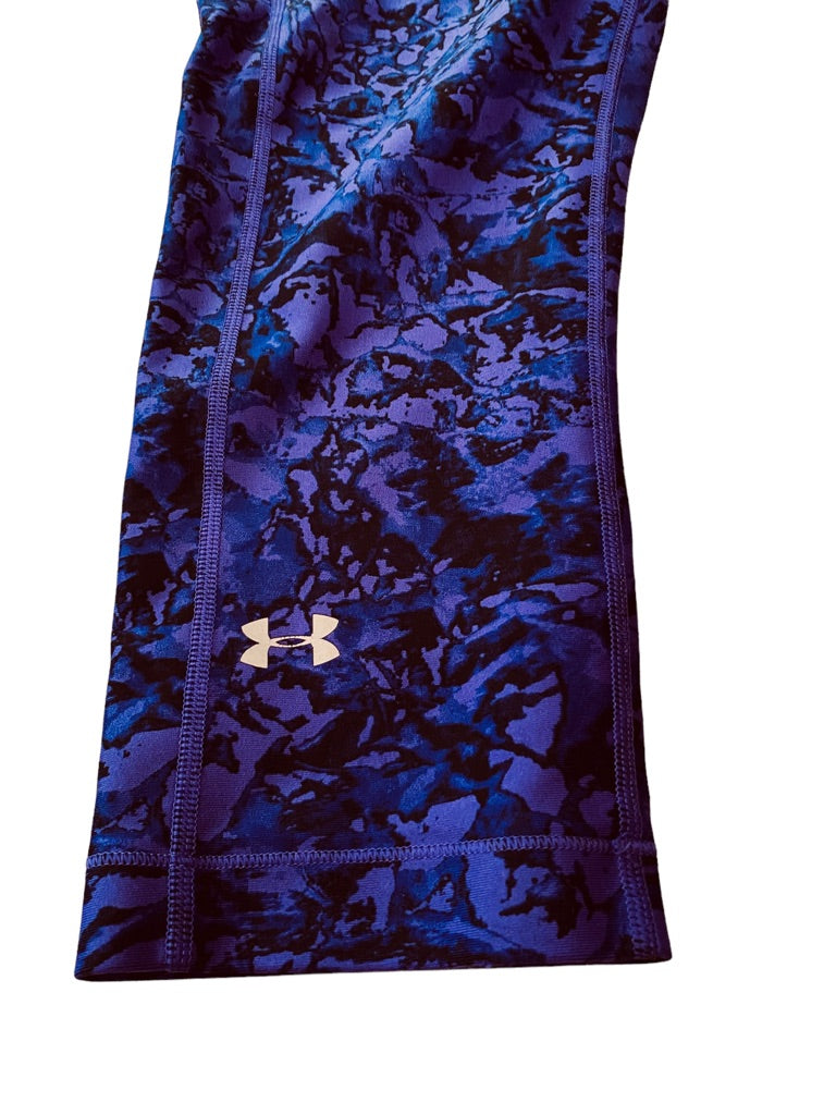 Small Under Armour HeatGear Women's Crop Leggings Purple Black