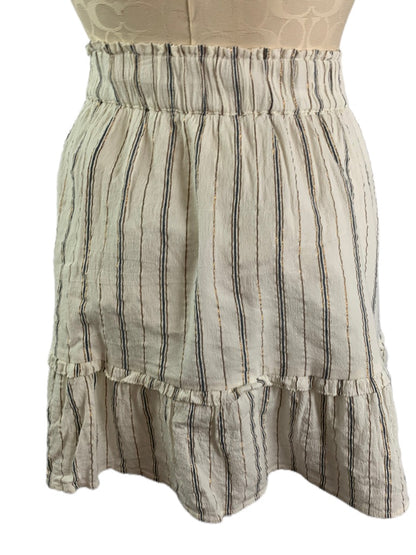 XS LOFT Ivory Striped Metallic Lined Short Boho Skirt Pull On