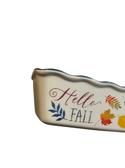 Nantucket "Hello Fall" Ceramic Mini Loaf Pan 6.5" x 3.5" x 2 1/4"h