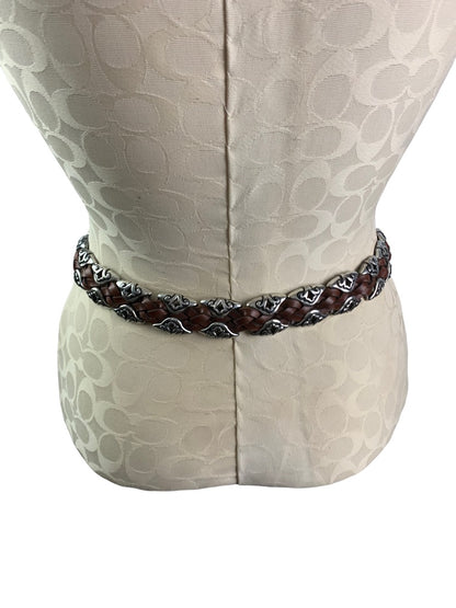 Small Brighton Women's Brown Leather and Silver Belt 91807 26-28"