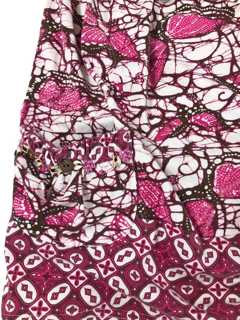 6X Haven Girl Hot Pink Brown Batik Sundress 2 Pocket Jersey Knit