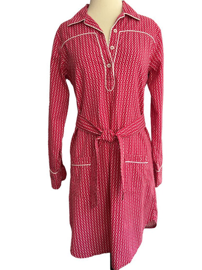 4 Kayce Hughes Shirt Dress Pink Links Belted Retro