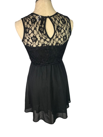 2 Divided by H&M Black Fit and Flare Dress Lace Yoke Short Sleeveless