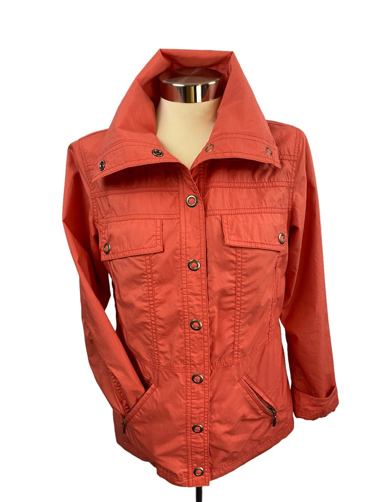 Small Chico's Women's Coral  Lined Jacket Drawstring Waist Lightweight