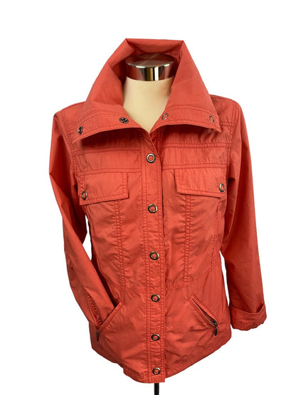 Small Chico's Women's Coral  Lined Jacket Drawstring Waist Lightweight